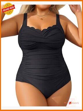 Plus Size One Piece Swimsuit - Tummy Control Full Coverage Swimwear with